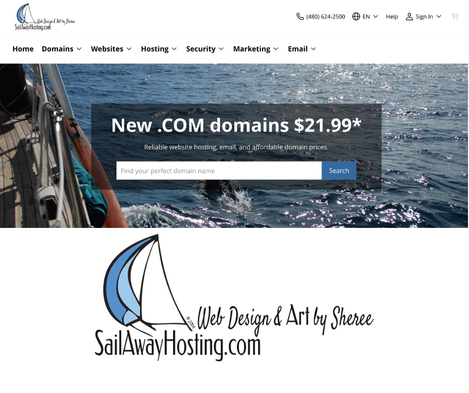 web hosting and domains by sailaway hosting godaddy reseller graphic